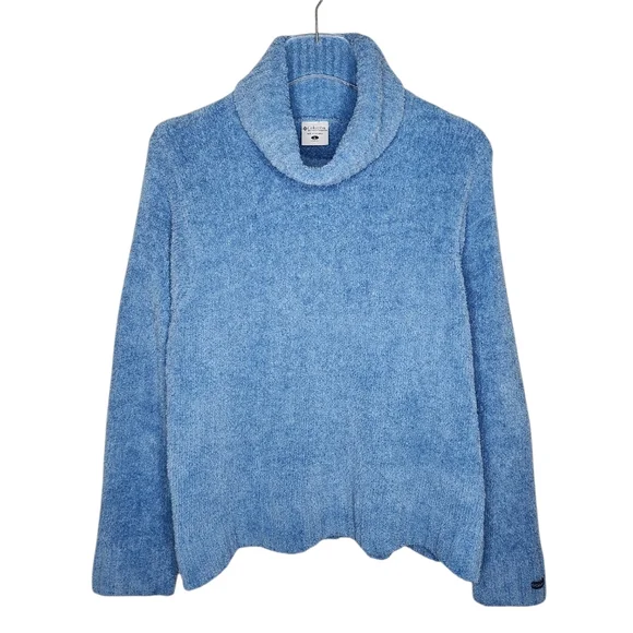 Columbia Vintage Women's Plush Fleece Turtleneck Sweater Dusty Blue Size Large - Picture 1 of 8